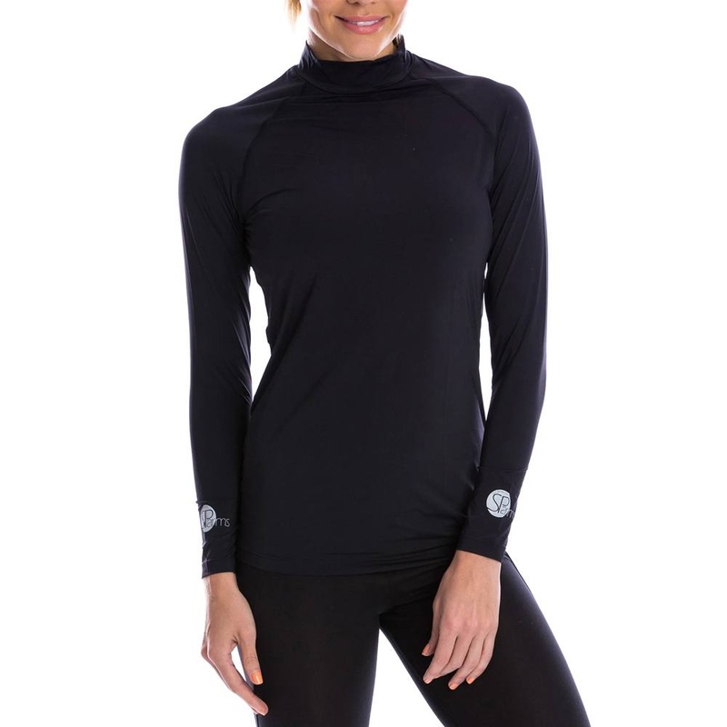 SParms Sun Protect+ UV/Sun Protection High Neck Golf Mock Black – SS19 Women Plain Logo X-Small