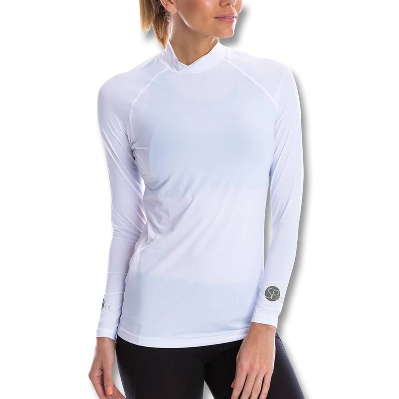 SParms Sun Protect+ UV/Sun Protection High Neck Golf Mock White – SS19 Women Plain Logo X-Small