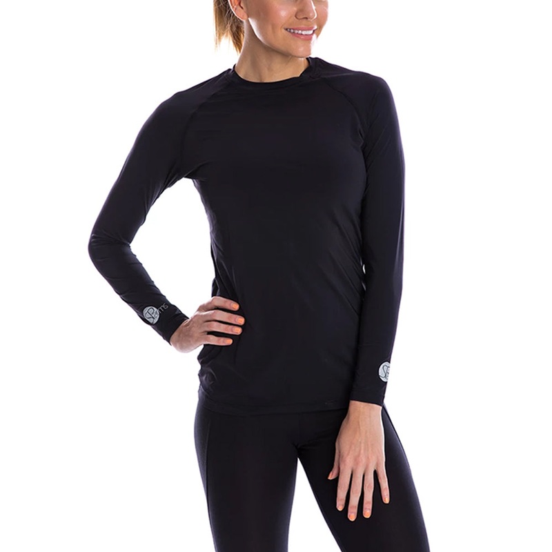 SParms Sun Protect+ UV/Sun Protection Round Neck Golf Shirt Black – SS19 Women Plain Logo Large