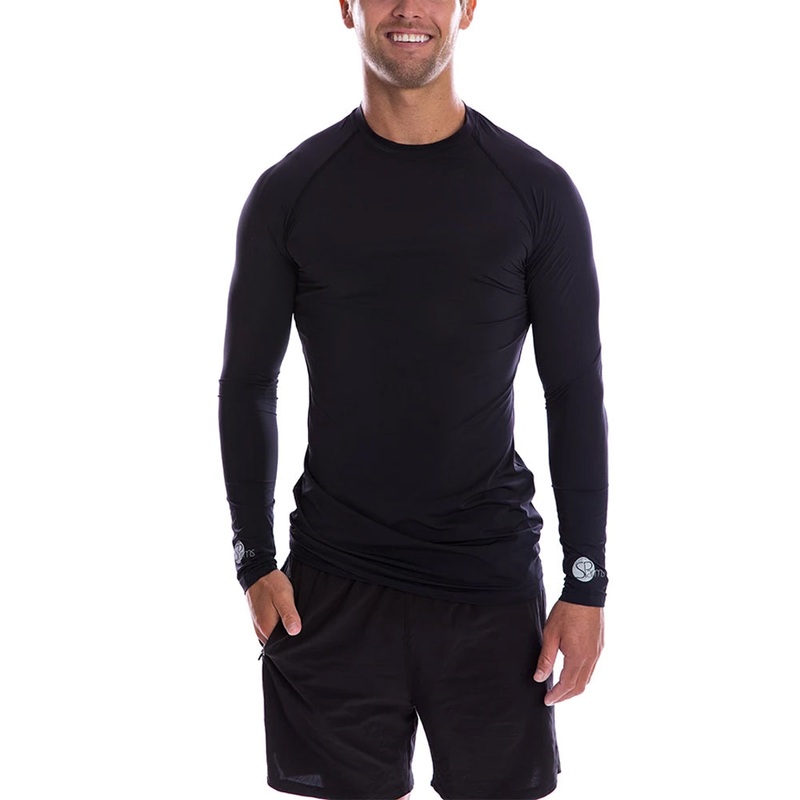 SParms Sun Protect+ UV/Sun Protection Round Neck Golf T-Shirt Black – SS19 Men Plain Logo Small
