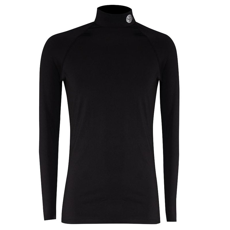 SParms Sun Protect+ Winter Full Body Warm High Neck Golf Mock Black – FW20 Men Plain Logo Small