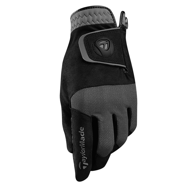 TaylorMade Rain Control Pair Golf Glove Black/Gray – 18 Men Fit to Right and Left Hand Regular Small