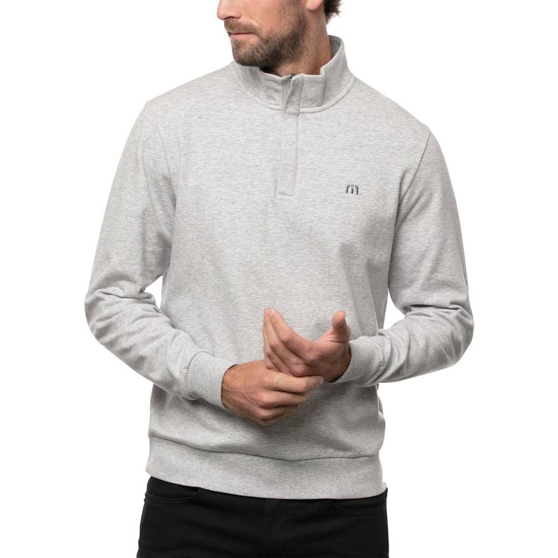 TravisMathew Cloud Quarter Zip 2.0 Golf Pullover Heather Light Gray – SS23 Men Small