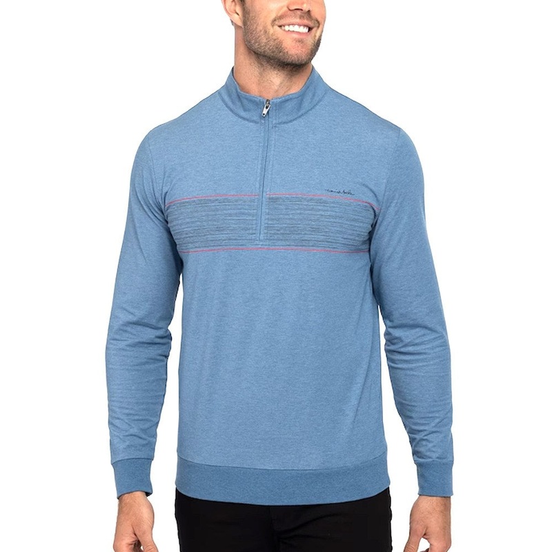 TravisMathew Splash of Color Golf Pullover Heather Mid Blue – SS23 Men Small