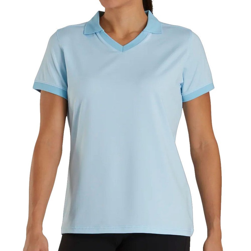 FootJoy End on End Open Collar Golf Polo Light Blue – SS21 Women Small