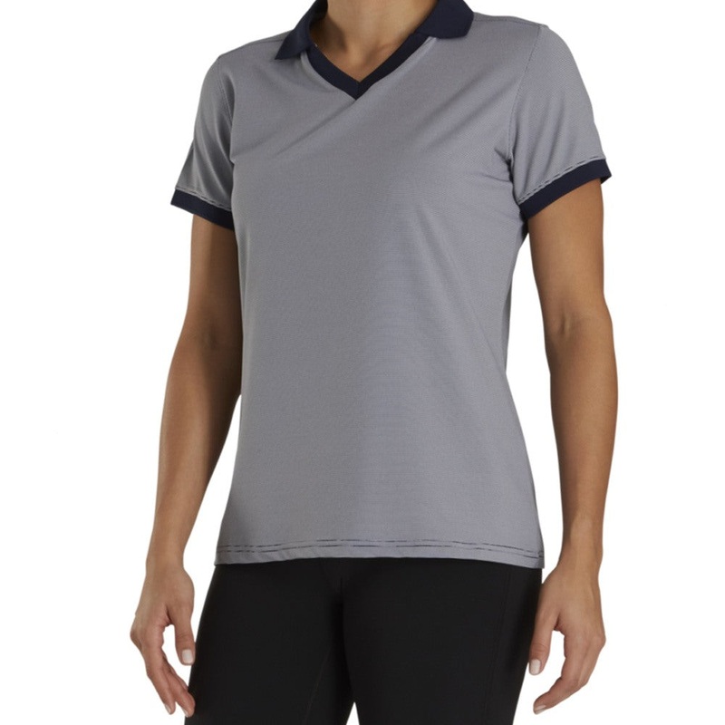 FootJoy End on End Open Collar Golf Polo Navy – SS21 Women X-Small