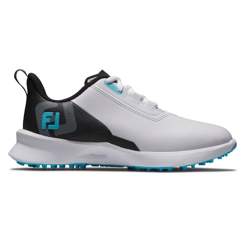FootJoy Fuel Spikeless Golf Shoes White/Black/Blue – 25 Boys Medium 1