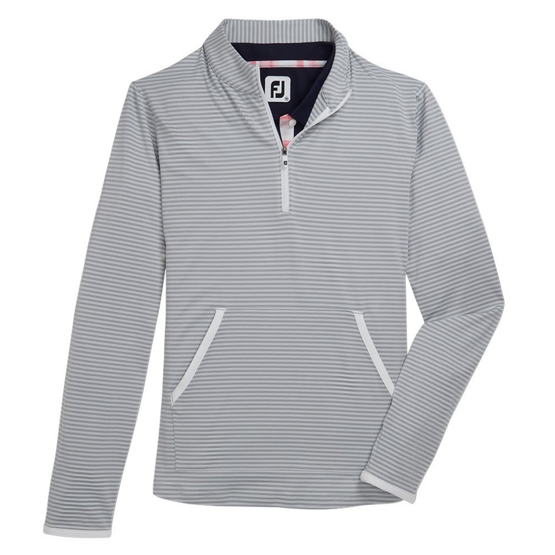 FootJoy Half-Zip Tonal Stripe Midlayer Golf Pullover Gray – FW22 Women X-Small