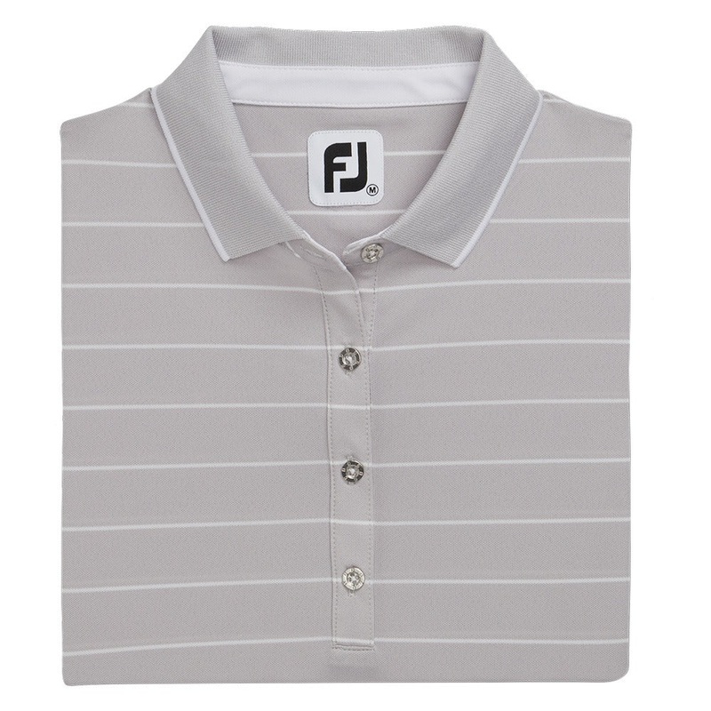 FootJoy Pique Half Sleeve Pinstripe Golf Polo Light Gray Heather – FW22 Women X-Small