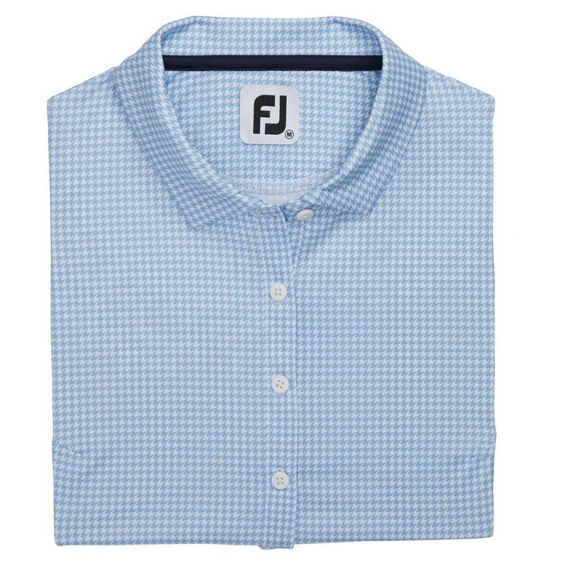 FootJoy Sleeveless Essential Golf Polo Blue Houndstooth – SS22 Women X-Small