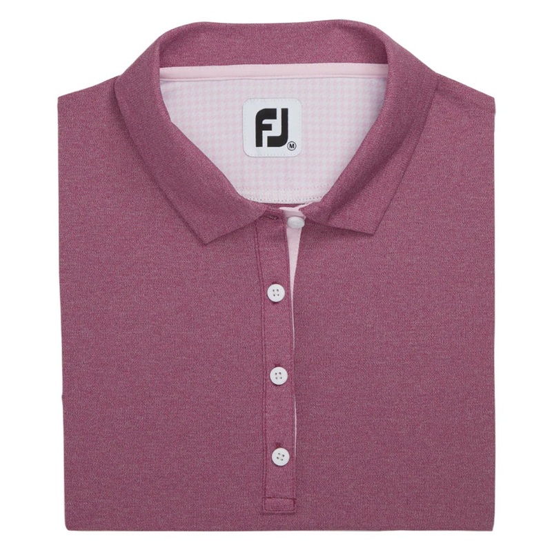 FootJoy Sleeveless Houndstooth Trim Pique Golf Polo Fig Heather – SS22 Women X-Small