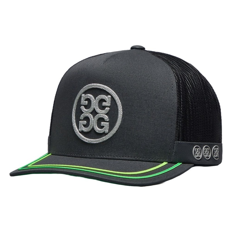 Gfore Soutache Knit Interlock Tall Trucker Golf Cap Charcoal – SP25 Men One Size Fits All