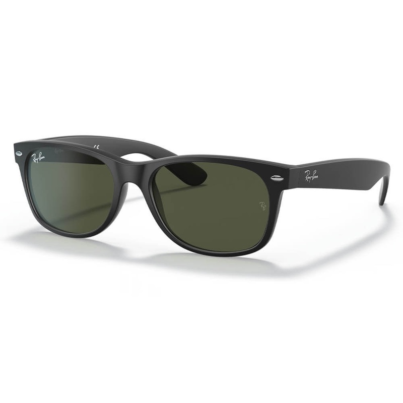 Ray-Ban New Wayfarer Classic Sunglasses Matte Rubber Black G-15 Green 55