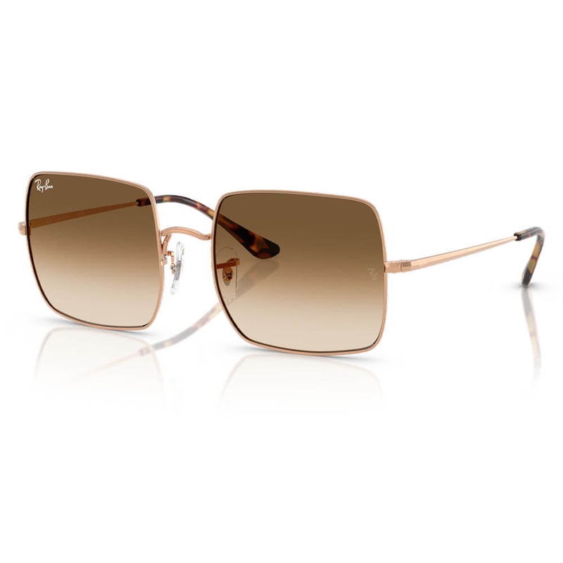 Ray-Ban Square 1971 Classic Sunglasses Polished Rosegold Clear Gradient Brown