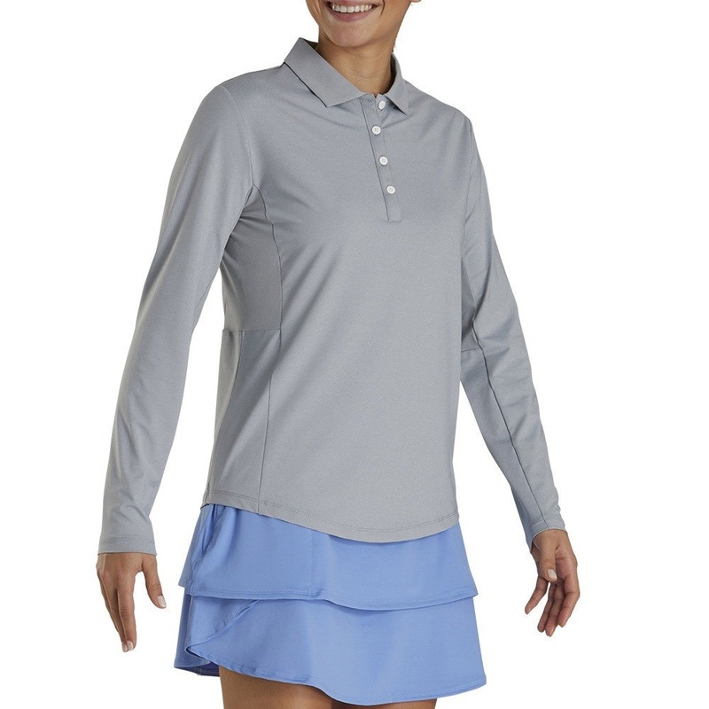 FootJoy Longsleeve Sun Protection Golf Polo Heather Gray – FA21 Women X-Small