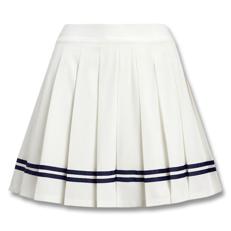 Ralph Lauren 4-Way Stretch High Waisted Pleated A-Line 16″ Golf Skort Ceramic White/Refined Navy – SP25 Women X-Small