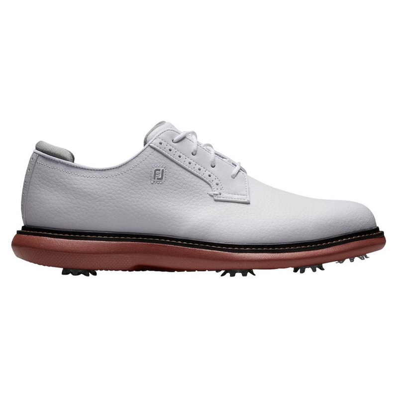 FootJoy Traditions Blucher Golf Shoes White/Brick – 24 Men Medium 7