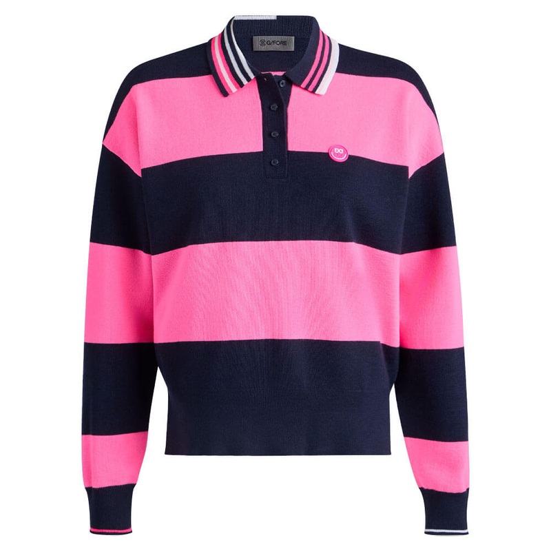 Gfore Happy G’s Merino Wool Rugby Golf Sweater Knockout Pink – SP25 Women X-Small