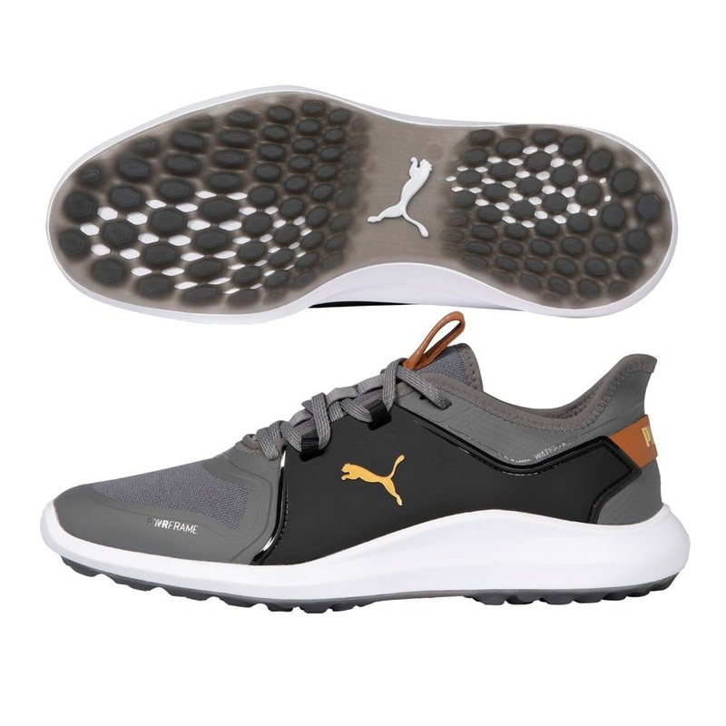 PUMA Ignite Fasten8 Spikeless Golf Shoes Quiet Shade/Gold/Black – 21 Men Medium 7