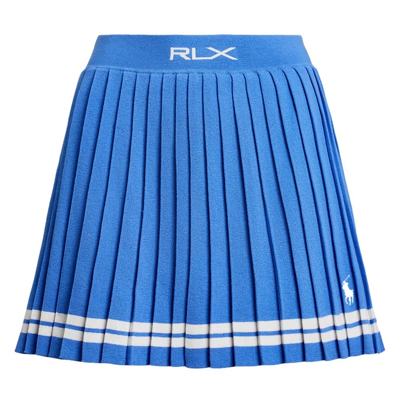 Ralph Lauren Cotton Blend Pleated 16″ Golf Skort Summer Blue/Ceramic White – SP25 Women X-Small