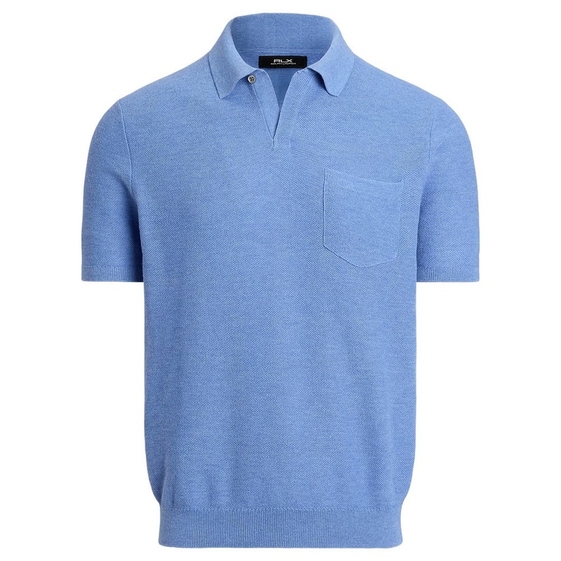 Ralph Lauren Cotton Coolmax Sweater Pocket Golf Polo Washed Chambray Heather – SP25 Men Small