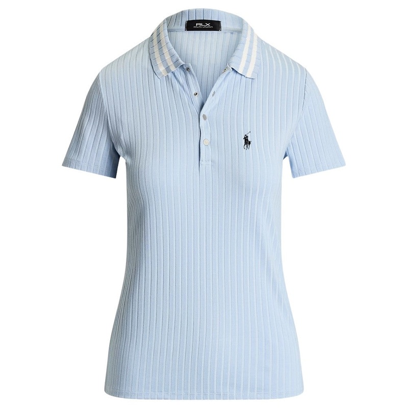 Ralph Lauren Slim Fit Drop Needle Ribbed Shortsleeve Knit Golf Polo Cold Springs Multi – SP25 Women X-Small
