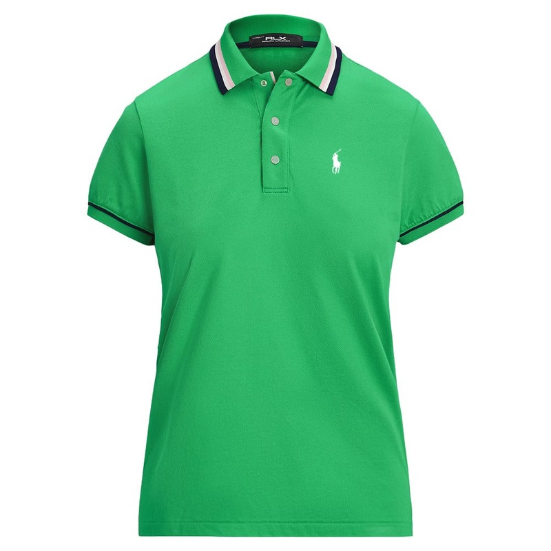 Ralph Lauren Tour Pique Val Golf Polo (Tailored Fit) Tiller Green/Refined Navy/Ceramic White – SP25 Women X-Small
