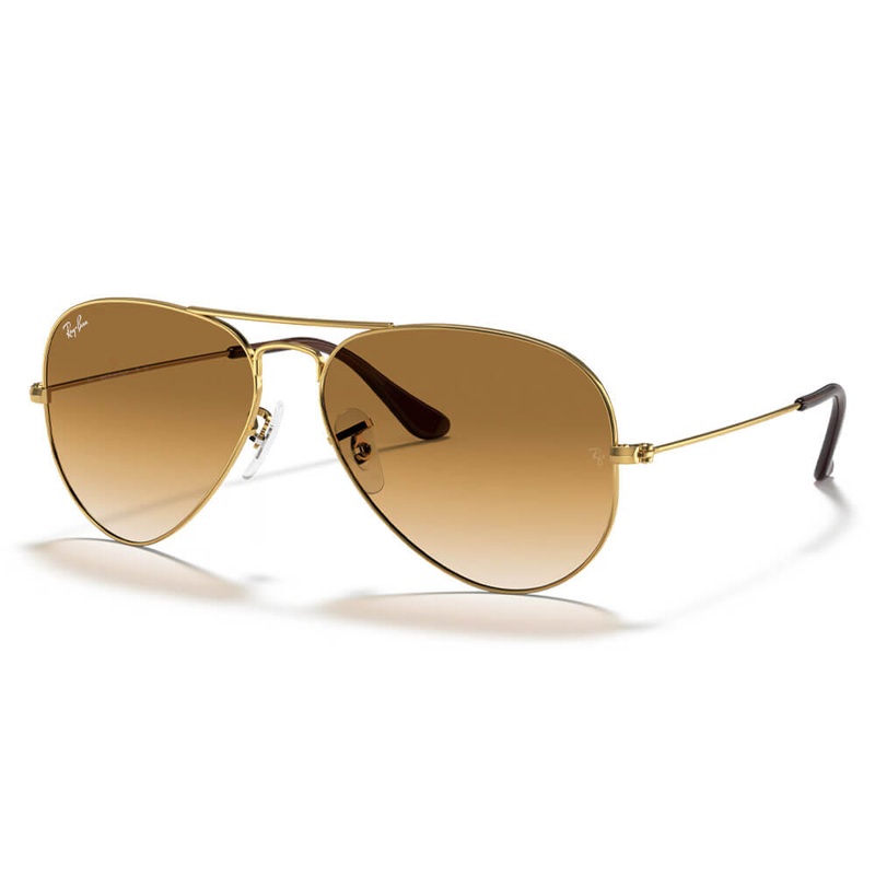 Ray-Ban Aviator Gradient Sunglasses Polished Arista Gold Light Brown