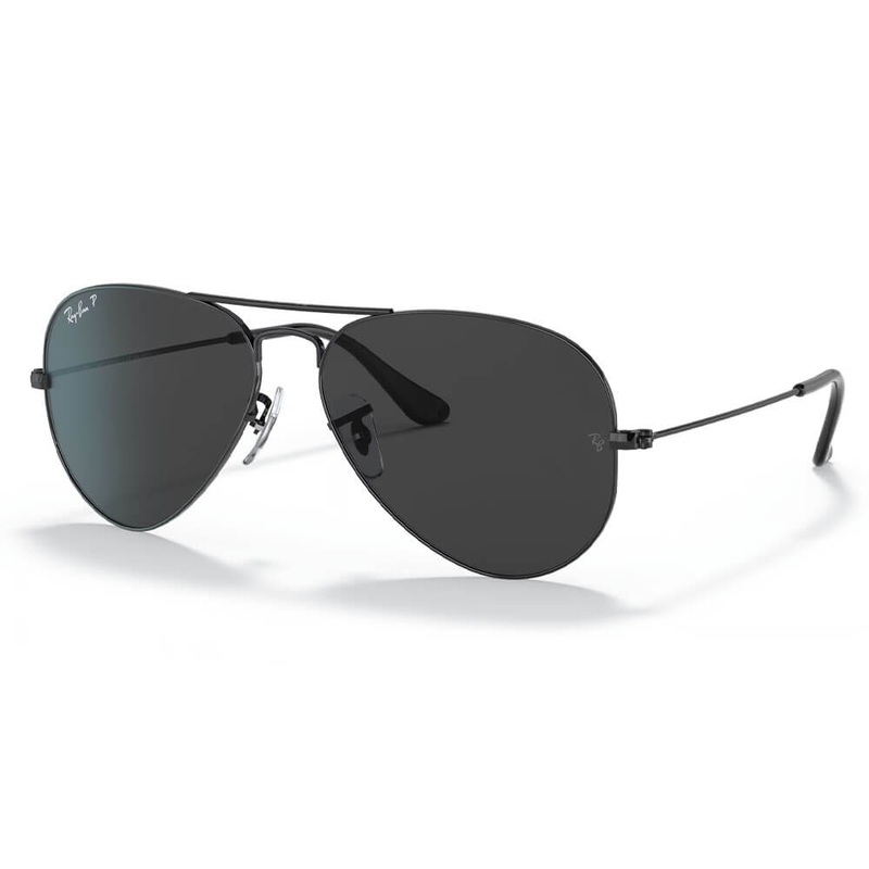 Ray-Ban Aviator Total Black Sunglasses Polished Black Polarized Black