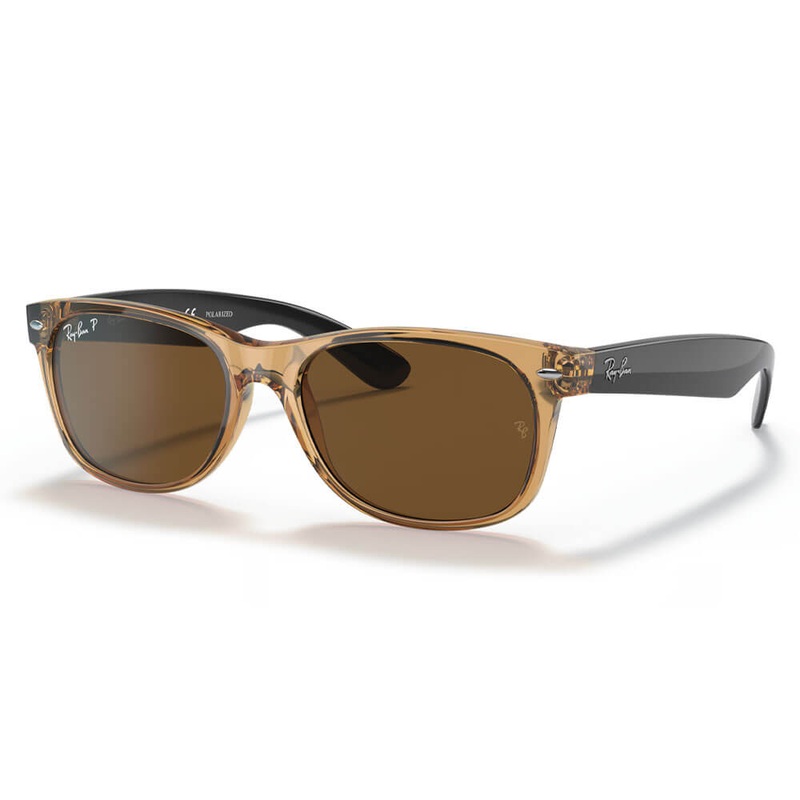 Ray-Ban New Wayfarer Bicolor Sunglasses Polished Honey Polarized Brown