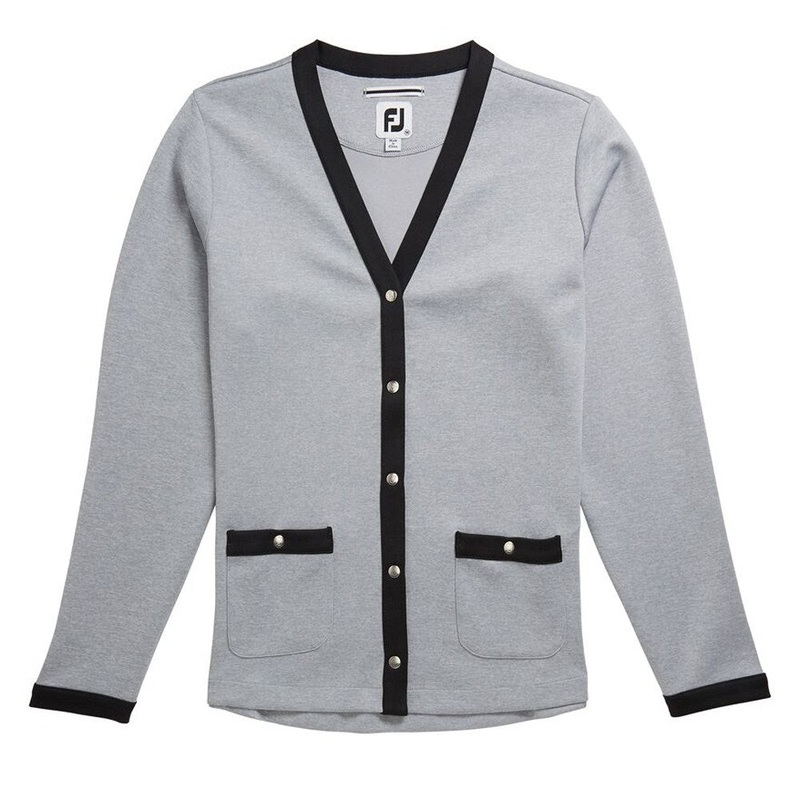FootJoy Jersey Cardigan Golf Sweater Heather Gray/Black – 20 Women Medium