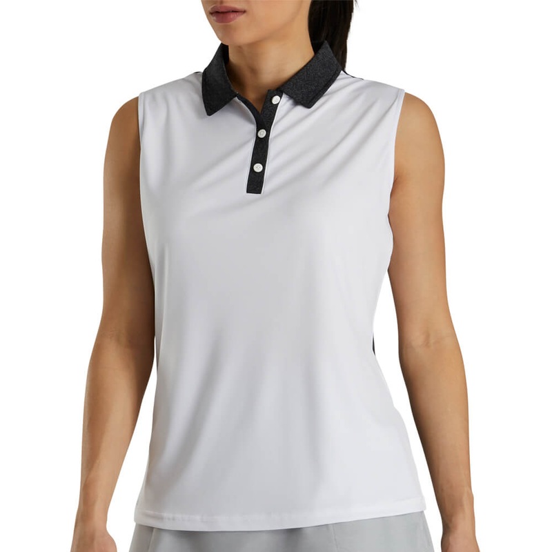 FootJoy Sleeveless Jacquard Back Shirt Golf Polo White – 21 Women X-Small