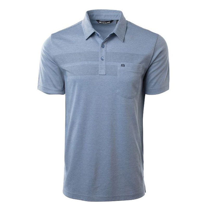 TravisMathew Aerial View Golf Polo 2021 Heather Federal Blue Medium