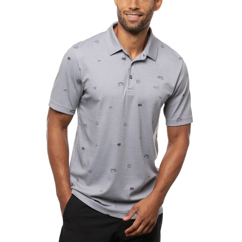 TravisMathew Drive Down Golf Polo 2021 Heather Quiet Shade Small