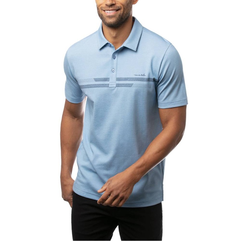 TravisMathew Sandler Golf Polo 2021 Heather Lichen Blue Small