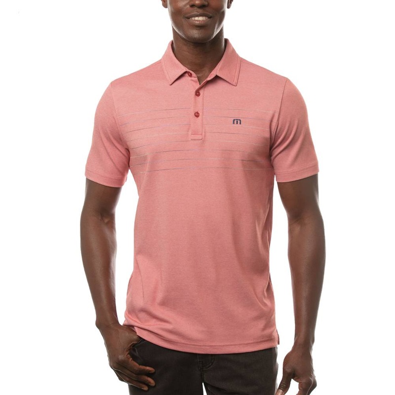 TravisMathew Seas The Day Golf Polo 2021 Heather Garnet Rose Small