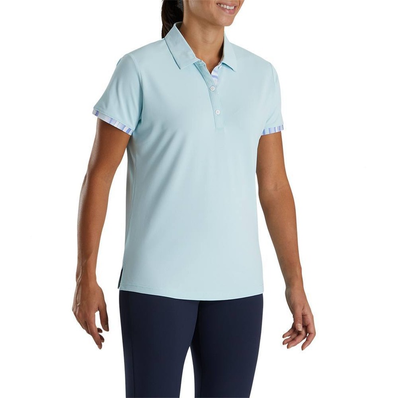 FootJoy Shortsleeve Watercolor Trim Golf Polo Sky – 22 Women X-Small