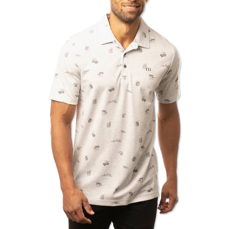 TravisMathew Stolen Time Golf Polo 2021 Heather White Small