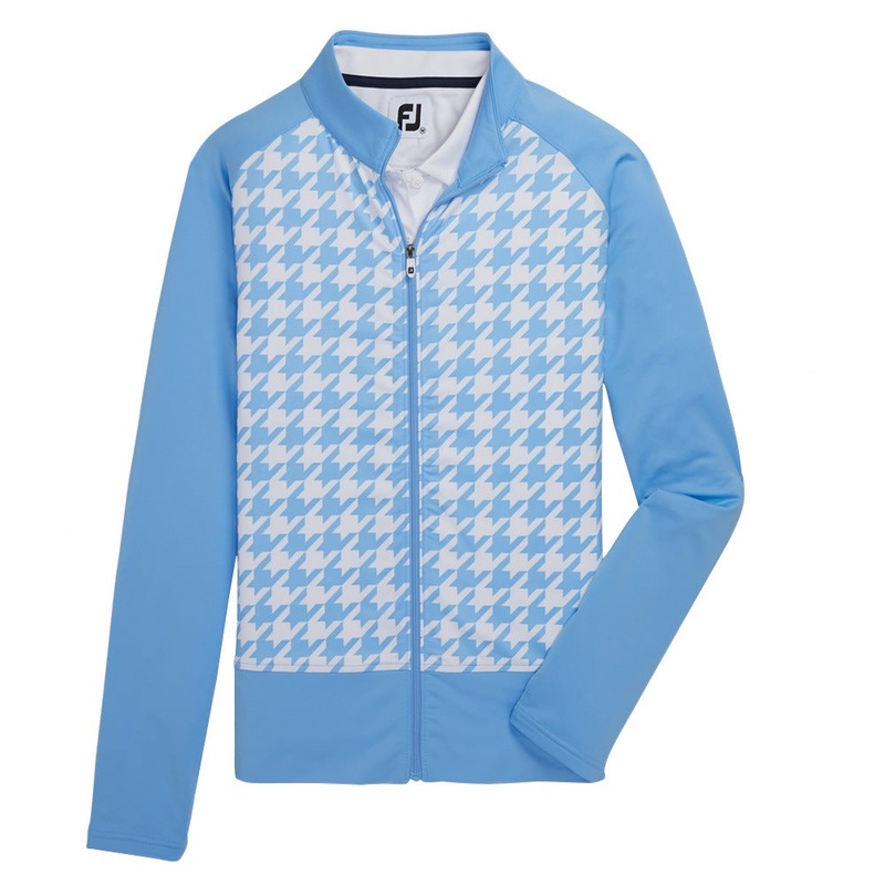 FootJoy Full Zip Houndstooth Print Midlayer Golf Jacket 2022 Women Blue X-Small