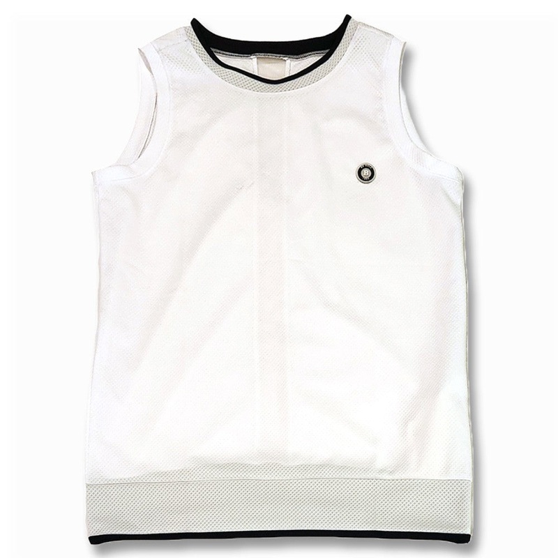 Golfio – BG Golf Plain Logo Round Neck Golf Vest White – SS24 Women Medium
