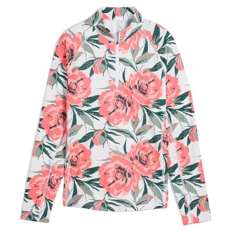 PUMA YouV Beautiful Game 1/4 Zip Golf Pullover White Glow/Peach Frost – SS25 Women X-Small