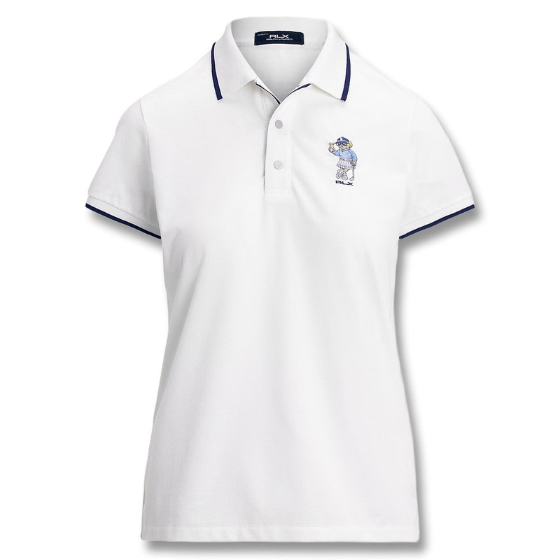 Ralph Lauren Tour Pique Novelty Bear Golf Polo (Tailored Fit) Ceramic White – SP25 Women X-Small