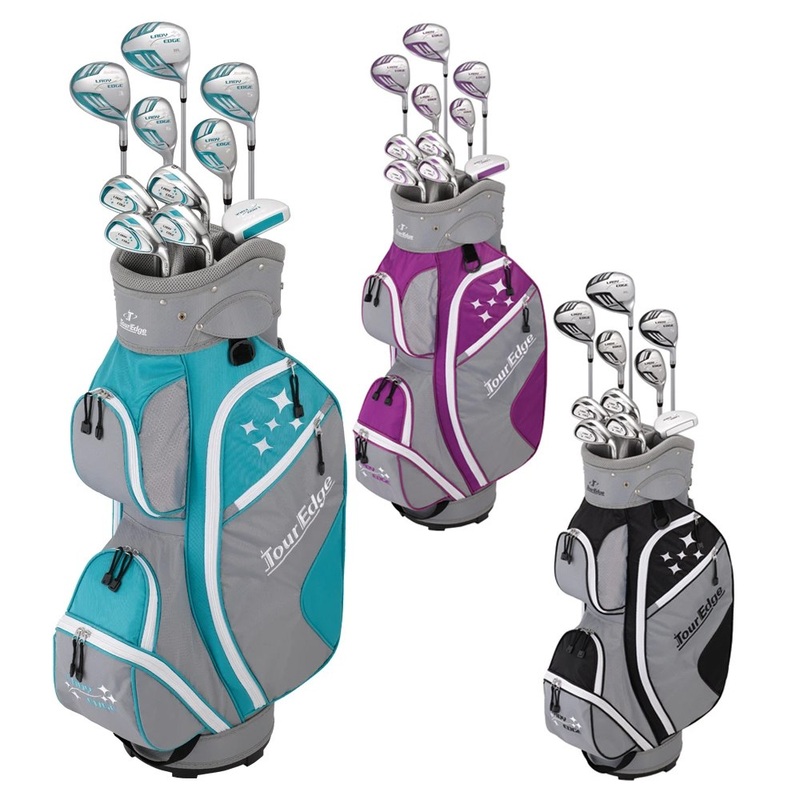 Tour Edge Edge Full Set – 20 Women Right – 10 Clubs + 1 Cart Bag Black/White Petite