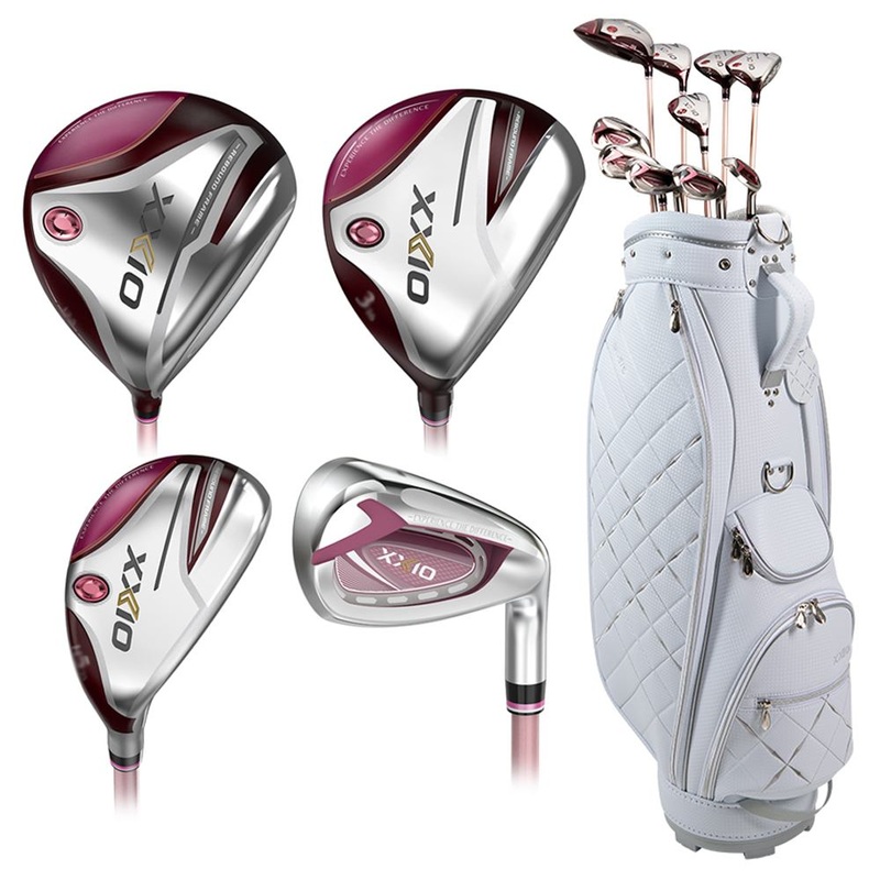 XXIO 12 Bordeaux Premium Full Set – 22 Women Right 10 Clubs + 1 Cart Bag White