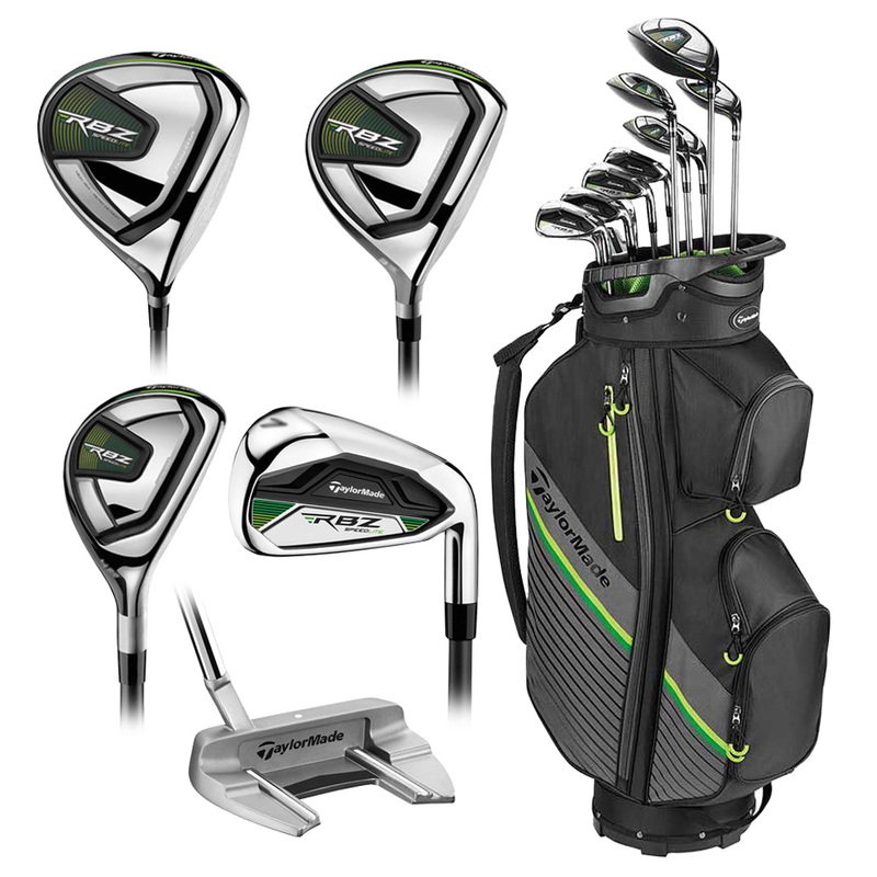 TaylorMade RBZ Speedlite Full Set (11 Pieces) – 22 Men Right – 10 Clubs + 1 Cart Bag Driver, Fairway & Hybrid (Graphite) / Irons (Graphite) – Senior