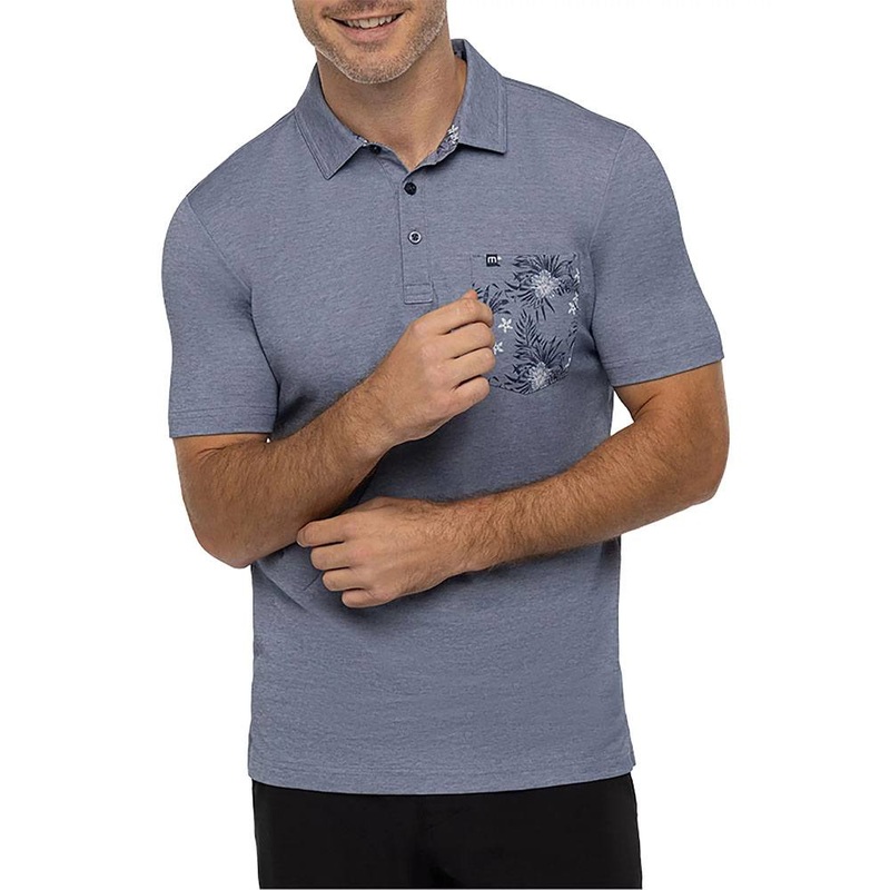 TravisMathew No Maps Golf Polo 2023 Heather Peacoat Small