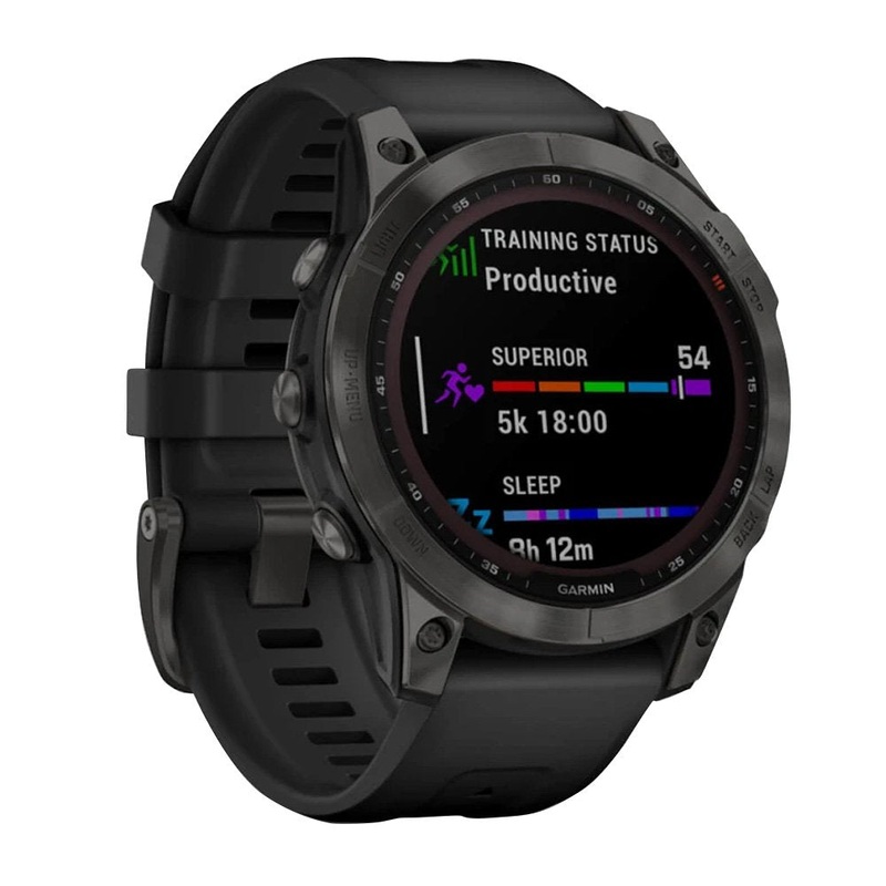 Garmin Fenix 7X Sapphire Solar Edition GPS Watch Carbon Gray DLC Titanium W/Black Band