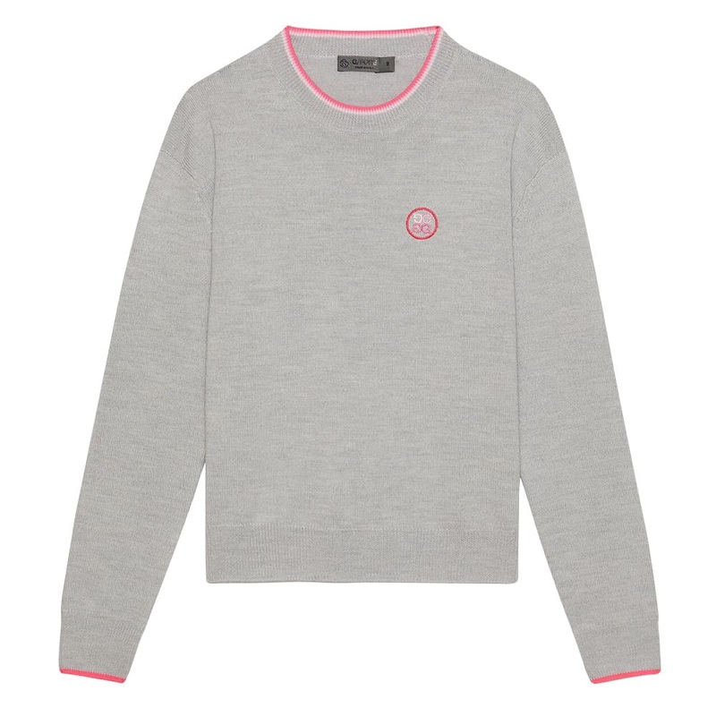 Gfore Circle G’s Relaxed Merino Wool Crewneck Golf Sweater Light Heather Gray – 23 Women X-Small
