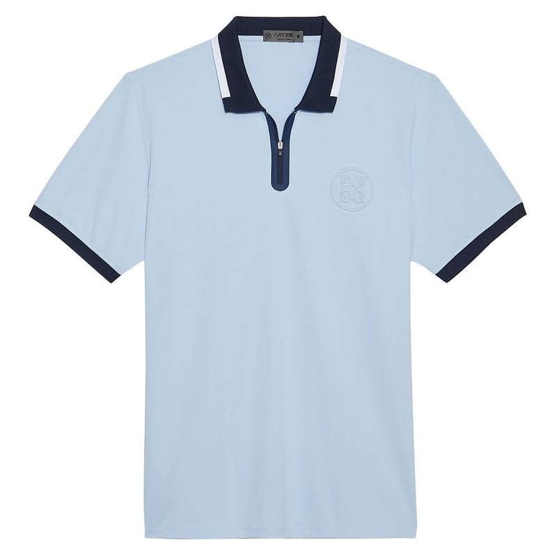 Gfore Embossed Logo Rib Collar Quarter Zip Tech Pique Golf Polo 2023 Drizzle Small