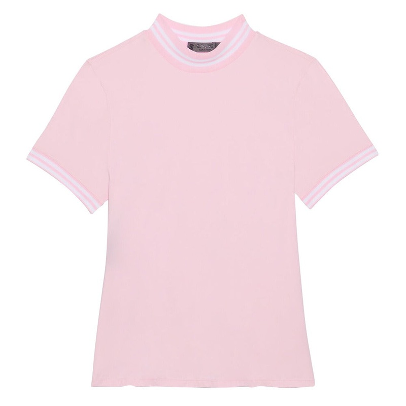 Gfore Featherweight Mock Neck Silky Tech Nylon Golf Top Blush – 23 Women X-Small